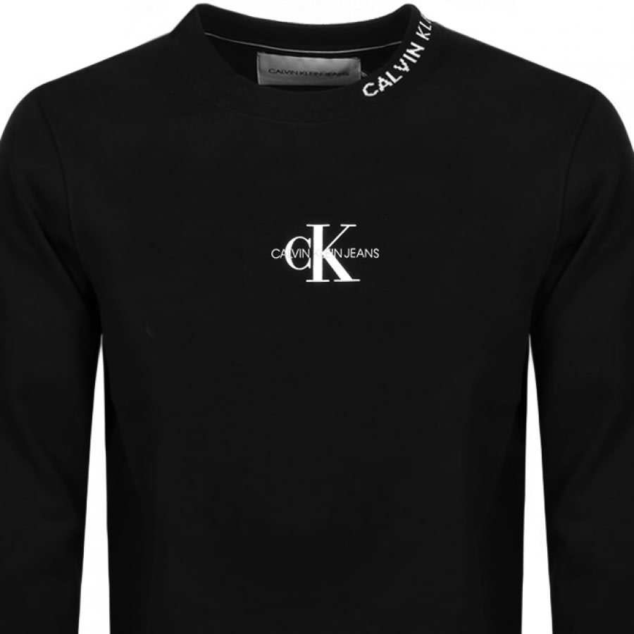 Calvin Klein Jeans Monogram Crew Sweatshirt Black | Mainline Menswear