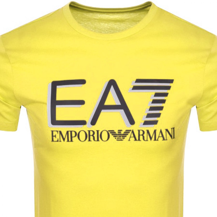 EA7 Emporio Armani Crew Neck Logo T Shirt Yellow | Mainline Menswear