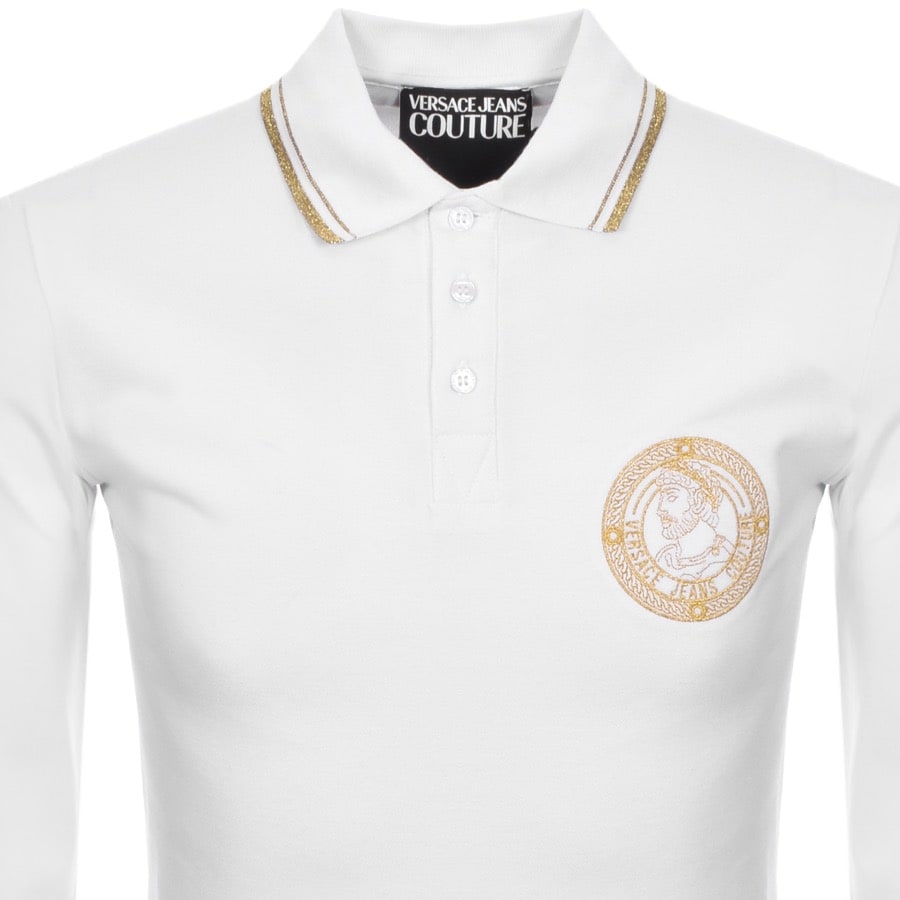 Versace Jeans Couture Long Sleeve Polo Shirt White | Mainline Menswear