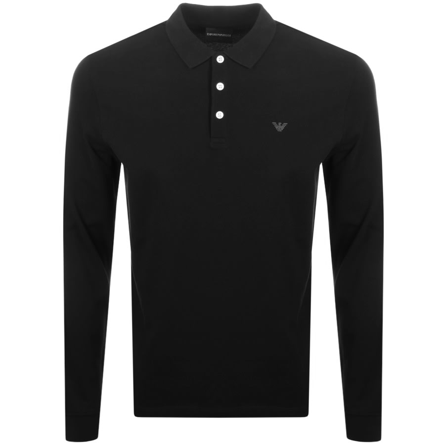 Long Sleeved Polo T Shirt Black 