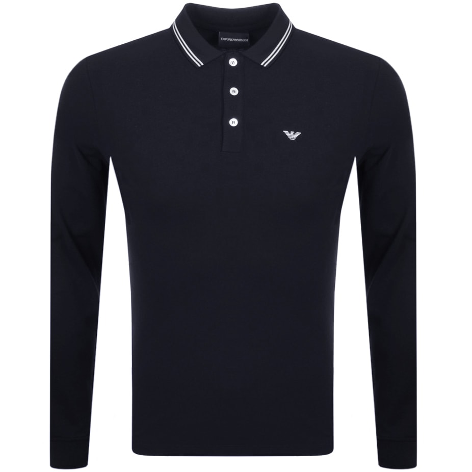 armani long sleeve polo white