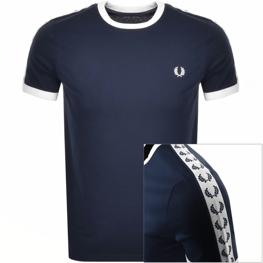 Fred Perry Taped Ringer T Shirt Blue | Mainline Menswear