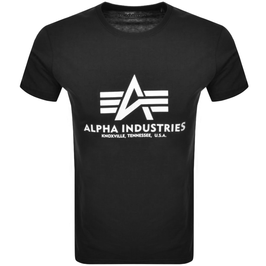 Mens Crew Neck T-Shirt ALPHA INDUSTRIES Basic Neon Logo T-ShirtBlack//Yellow
