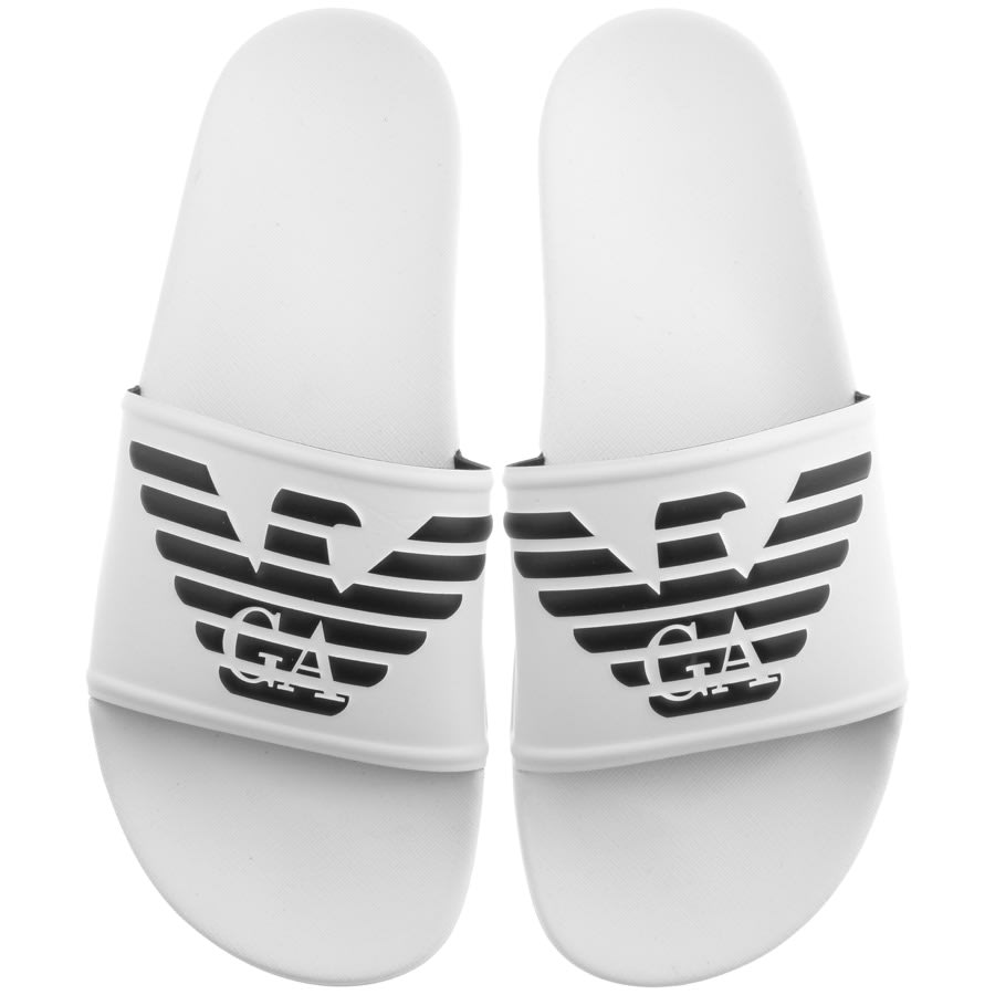Emporio armani sliders white clearance