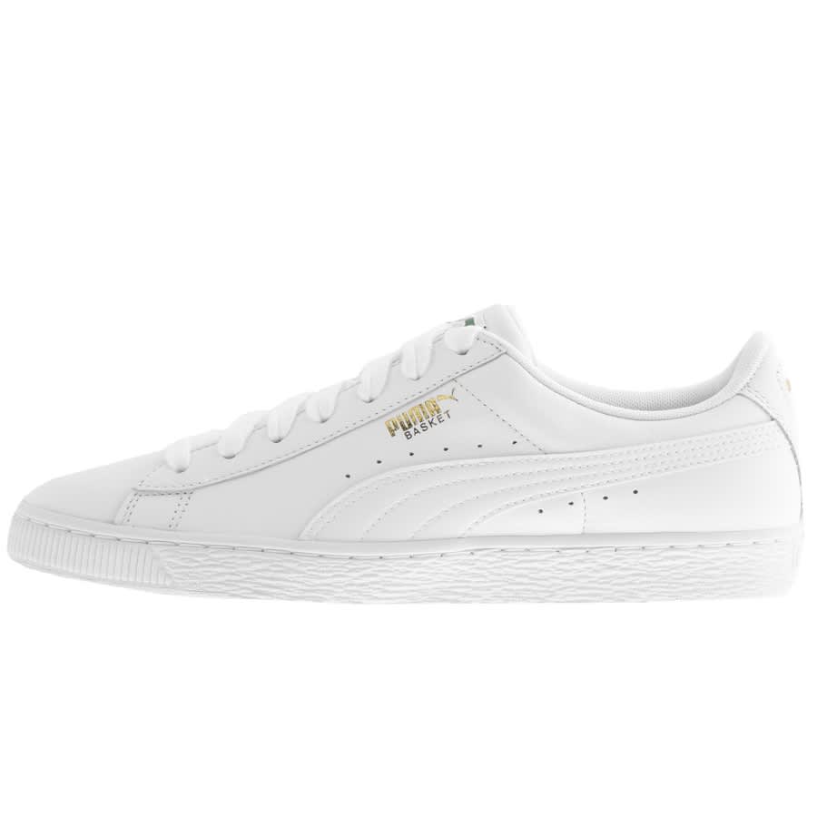 white puma basket trainers