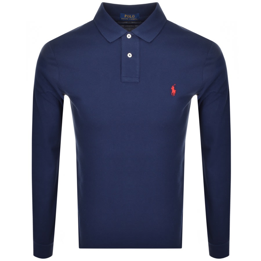 Ralph Lauren Long Sleeved Polo T Shirt Navy | Mainline Menswear