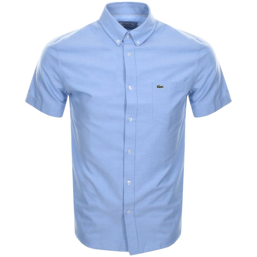 Lacoste Short Sleeved Oxford Shirt Blue Mainline Menswear United