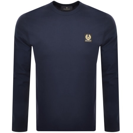 Product image for Belstaff Long Sleeve Logo T Shirt Navy