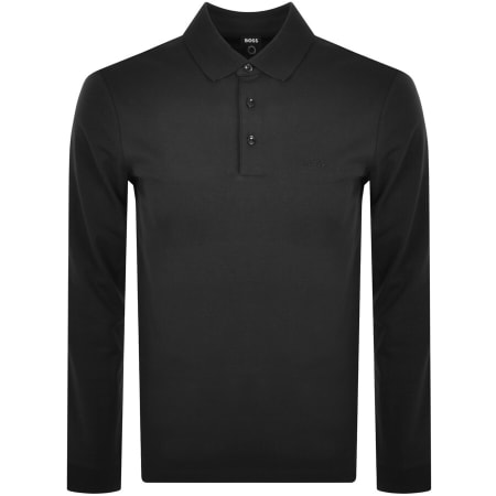 Product image for BOSS Pado 30 Long Sleeved Polo T Shirt Black