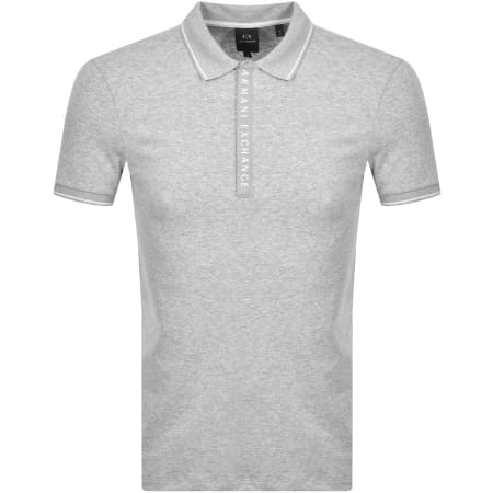 Product image for Armani Exchange Logo Placket Polo T Shirt Grey