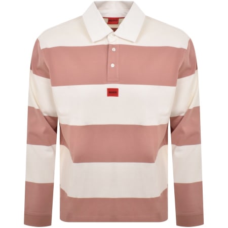 Product image for HUGO Diragbi Long Sleeved Polo T Shirt Pink