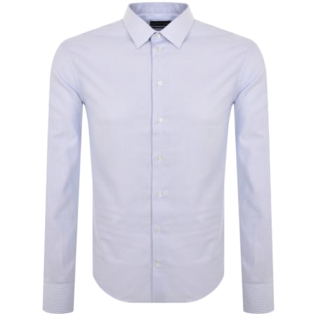 Product image for Emporio Armani Logo Long Sleeve Shirt Blue