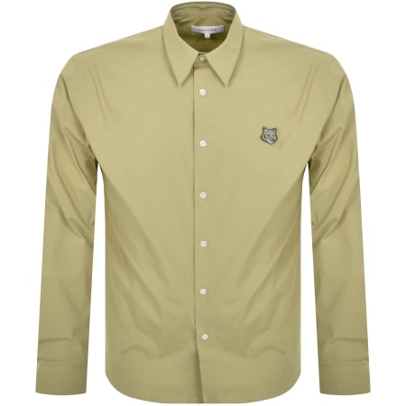 Product image for Maison Kitsune Long Sleeve Fox Head Shirt Khaki