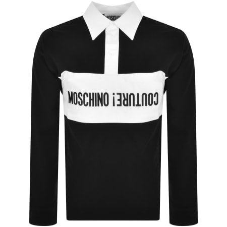 Product image for Moschino Long Sleeve Polo T Shirt Black
