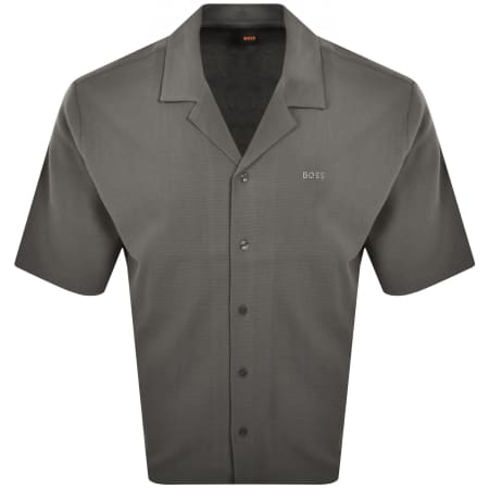 Product image for BOSS Waffle Oversized Shirt Brown