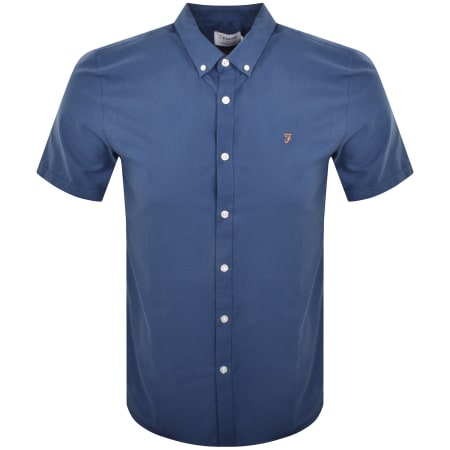 Product image for Farah Brewer Slim Short Sleeve Shirt Blue