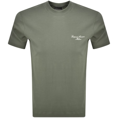 Product image for Emporio Armani Embroidered Logo T Shirt Green