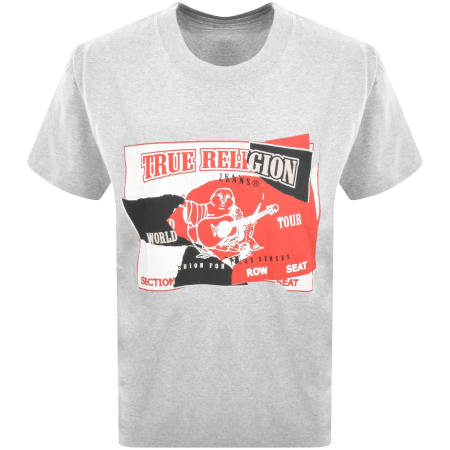 Product image for True Religion Short Sleeve Torn Logo T Shirt Grey