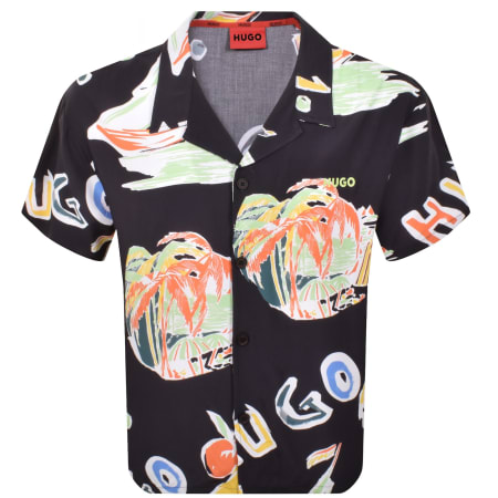 Product image for HUGO Relaxed Short Sleeve Beach Shirt Black