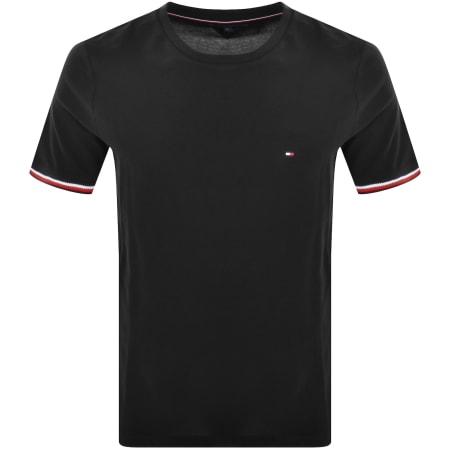 Product image for Tommy Hilfiger Global Stripe Cuffs T Shirt Black
