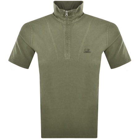 Product image for CP Company Half Zip T Shirt Green