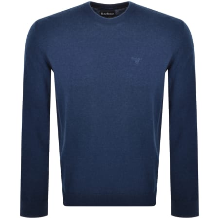 Product image for Barbour Pima Cotton Knit Jumper Marl Blue