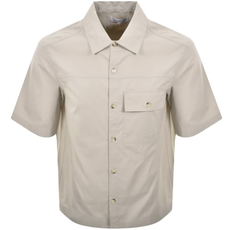 Product image for Maison Kitsune Logo Overshirt Beige