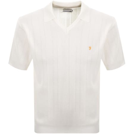 Product image for Farah Woodford Knit Polo T Shirt Ecru