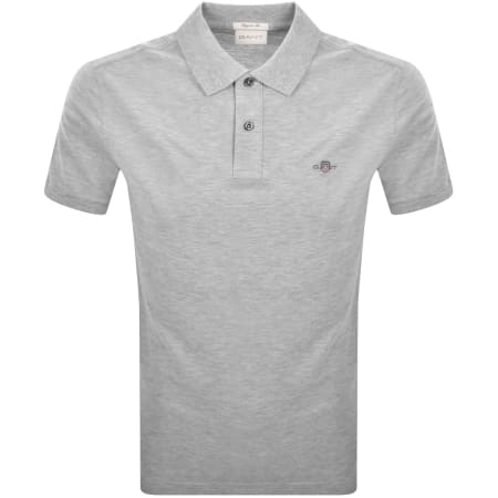 Product image for Gant Regular Fit Shield Pique Polo T Shirt Grey