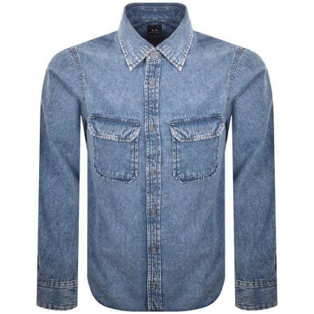 Product image for Armani Exchange Long Sleeved Denim Shirt Blue