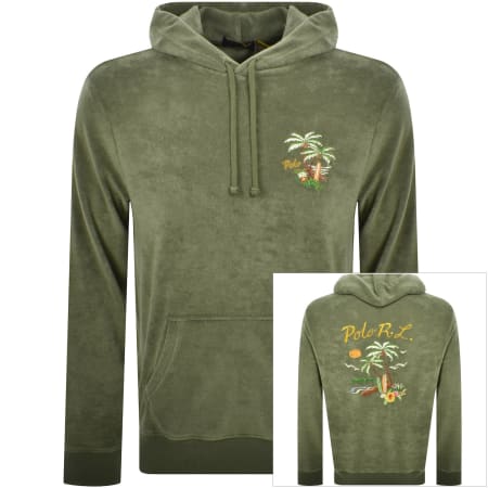 Product image for Ralph Lauren Towelling Hoodie Tree Green