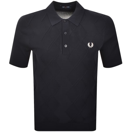 Product image for Fred Perry Cable Knit Polo T Shirt Navy