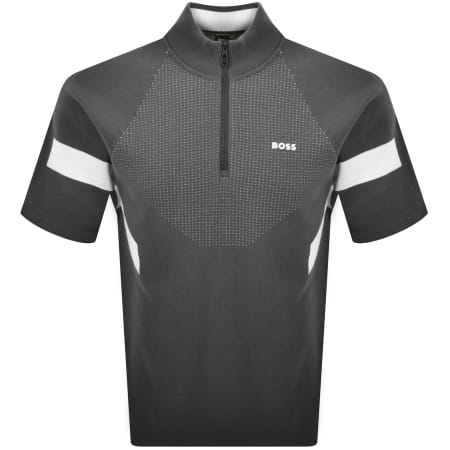 Product image for BOSS Tennis Retro Knit QZ T Shirt Grey