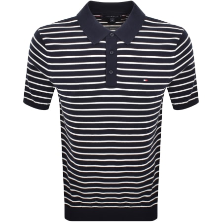 Product image for Tommy Hilfiger Knit Striped Polo T Shirt Navy