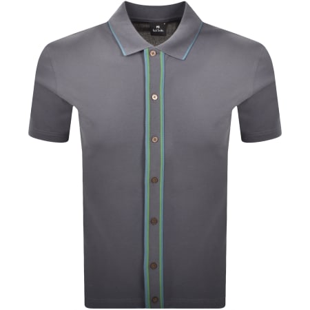 Product image for Paul Smith Button Front Polo T Shirt Grey
