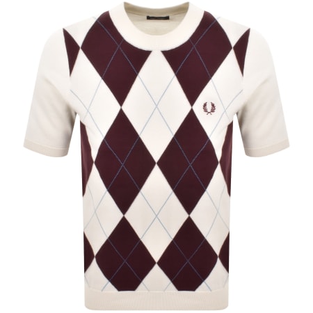 Product image for Fred Perry Argyle Knit T Shirt Ecru