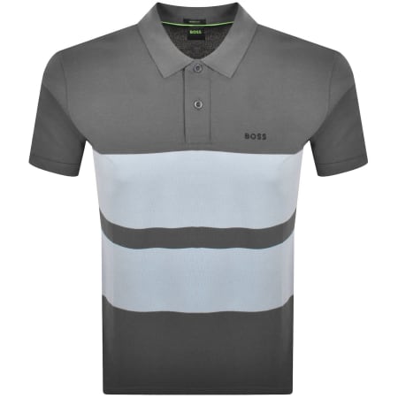 Product image for BOSS Stripe Zone Polo T Shirt Dark Grey