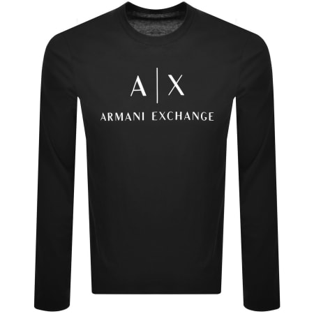 Product image for Armani Exchange Long Sleeve Logo T Shirt Black