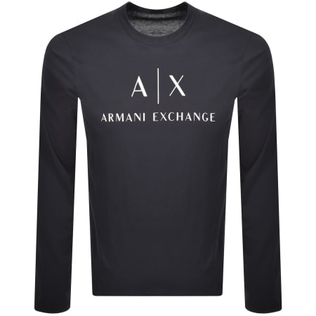 Product image for Armani Exchange Long Sleeve Logo T Shirt Navy
