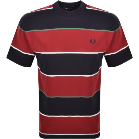 Product image for Fred Perry Striped T Shirt Navy