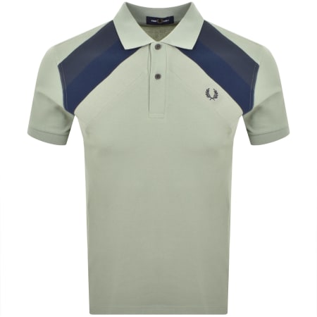 Product image for Fred Perry Striped Panel Polo T Shirt Green