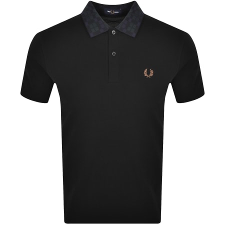 Product image for Fred Perry Tartan Collar Polo T Shirt Black