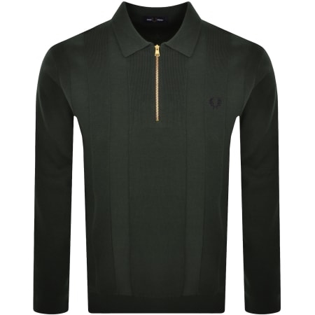Product image for Fred Perry Tonal Stripe Polo Jumper Green