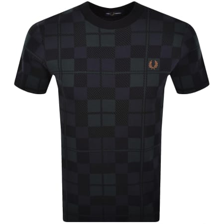 Product image for Fred Perry Tartan Jacquard T Shirt Black