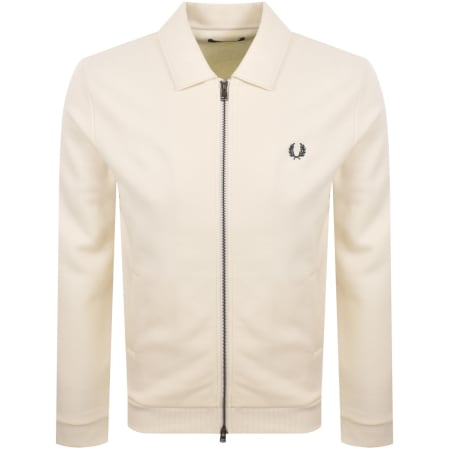 Product image for Fred Perry Zip Through Collared Sweatshirt Ecru