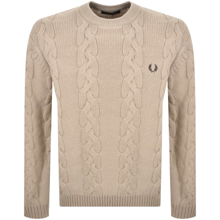 Product image for Fred Perry Chunky Cable Knit Jumper Warm Oat