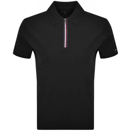 Product image for Tommy Hilfiger Interlock Zip Polo T Shirt Black