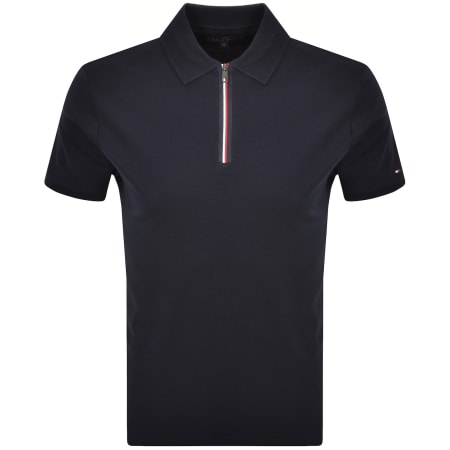 Product image for Tommy Hilfiger Interlock Zip Polo T Shirt Navy