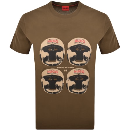Product image for HUGO Diboxer Crew Neck T Shirt Brown