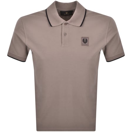 Product image for Belstaff Tipped Polo T Shirt Asphalt Brown